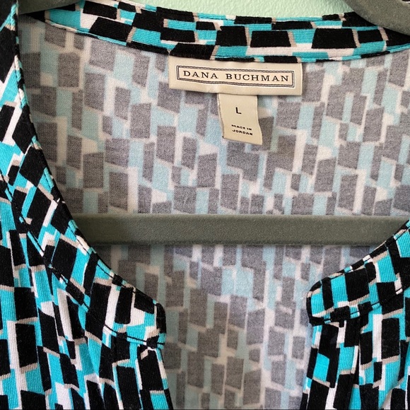 NWOT Dana Buchman Soft Black White and Blue Shirt - Picture 2 of 5